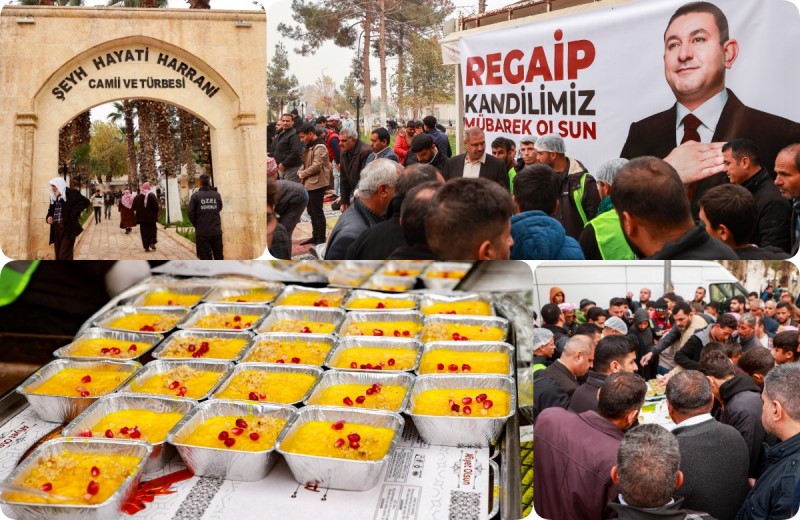 HARRAN'DA REGAİP KANDİLİNDE VATANDAŞLARA ZERDA TATLISI İKRAM EDİLDİ